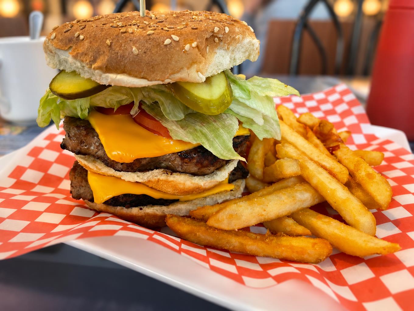 Double cheeseburger with fries